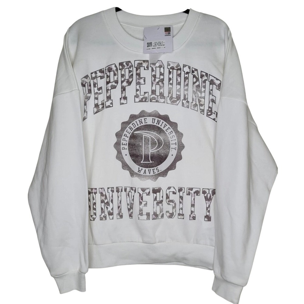 NWT Gameday Pepperdine Trendspotter Women's‎ White Sweatshirt M Leopard Print